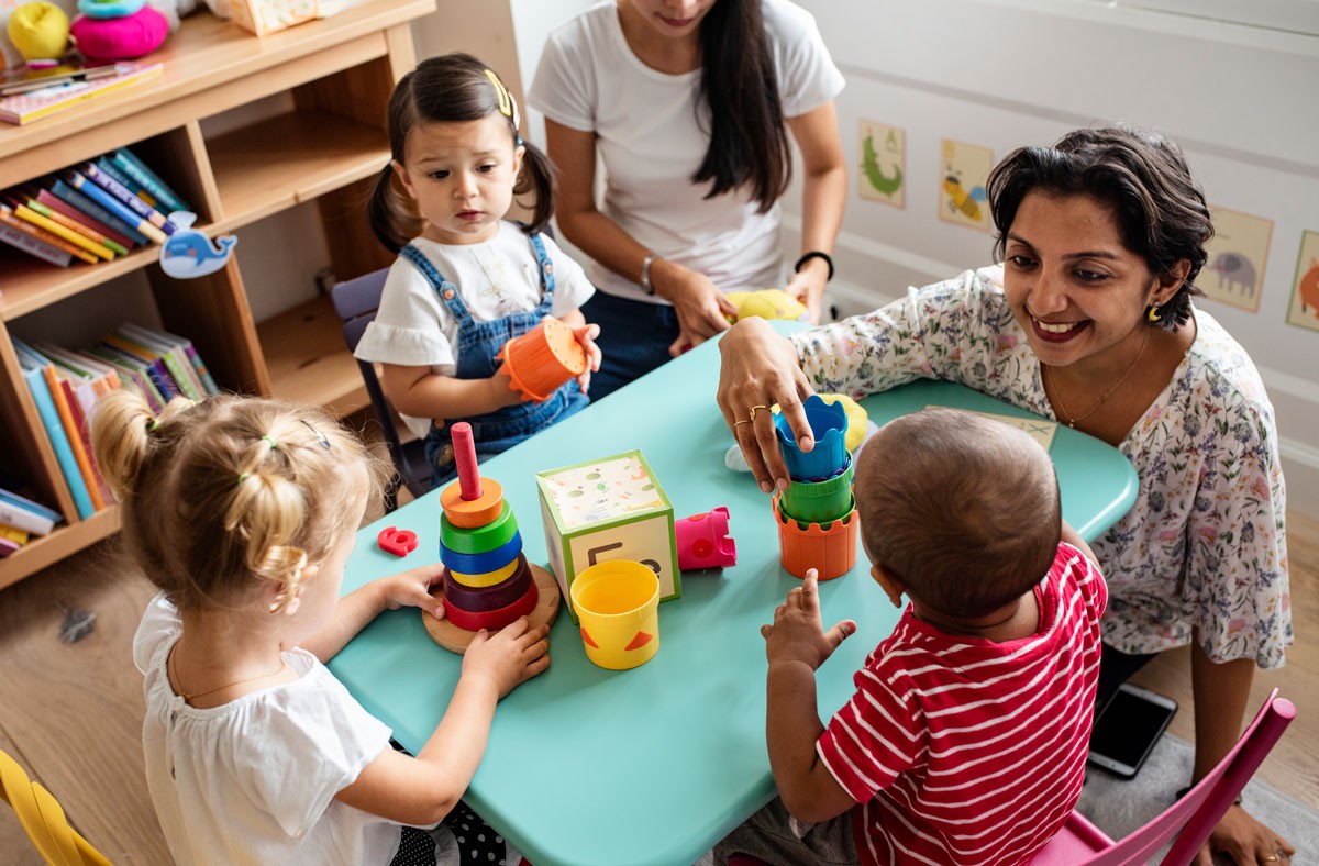 Kindergarten, Playtime, Teacher, Students