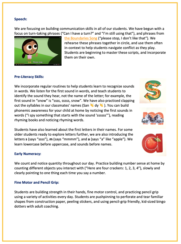 Preschool Learning Fall 2